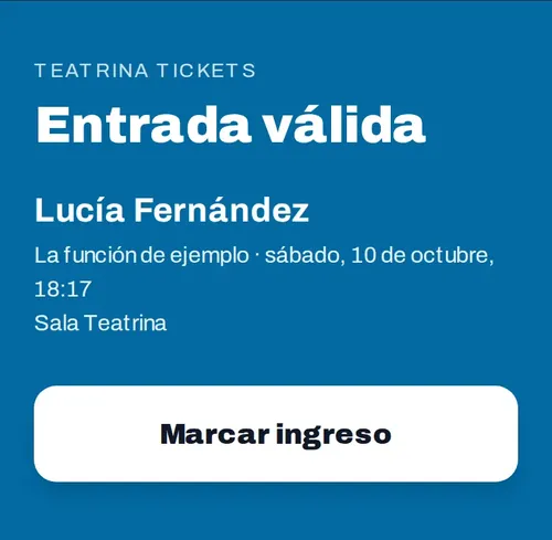 Entrada válida con el botón Marcar ingreso