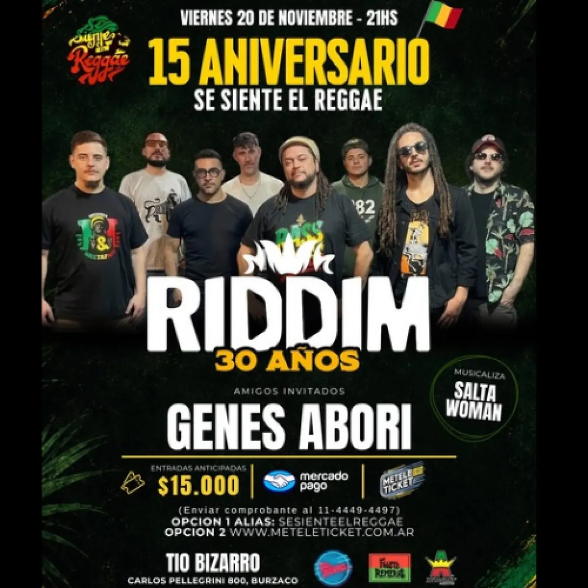 Se siente el reggae: 15.º aniversario con Riddim y Genes Abori