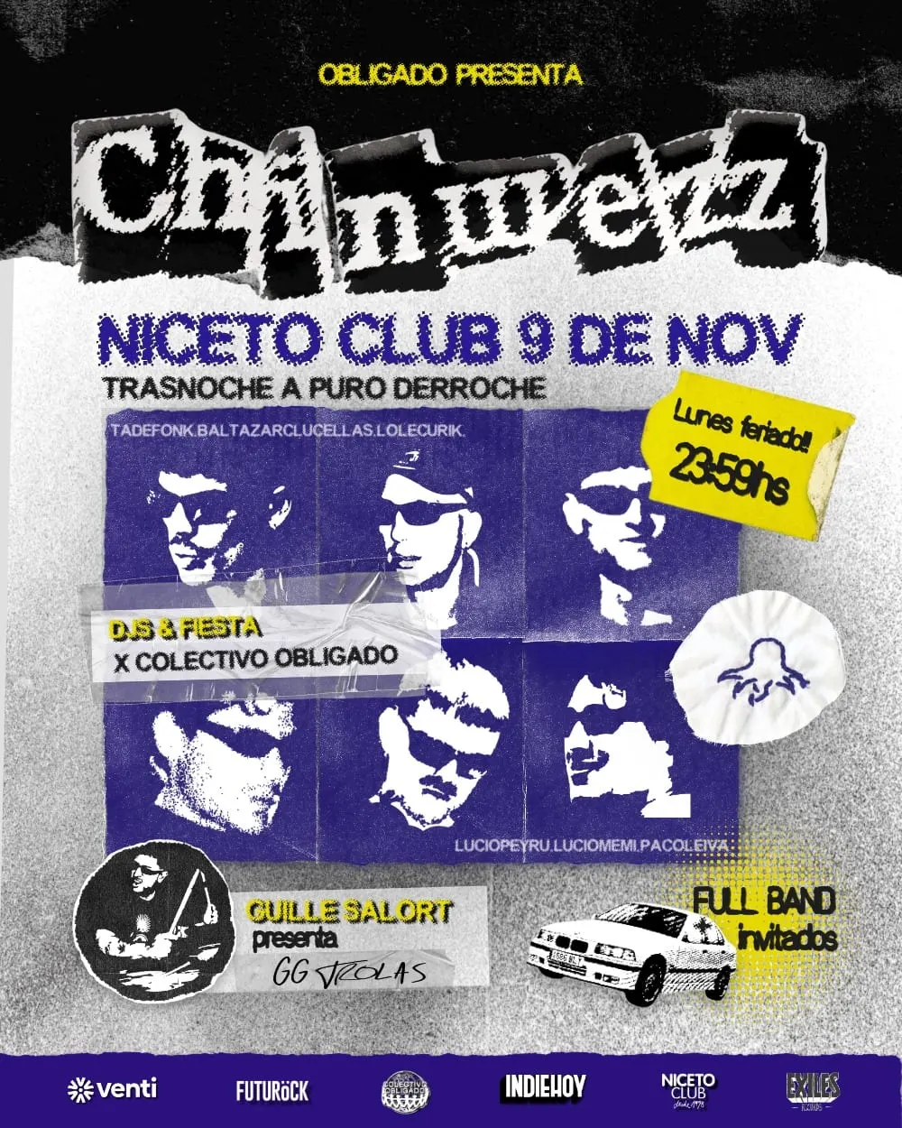 Afiche de Chinwezz + GG Salort y Fiesta Obligado: Trasnoche y derroche