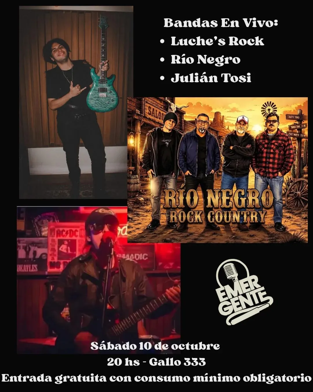 Luche’s Rock + RÃo Negro + Julián Tosi en Gallo 333