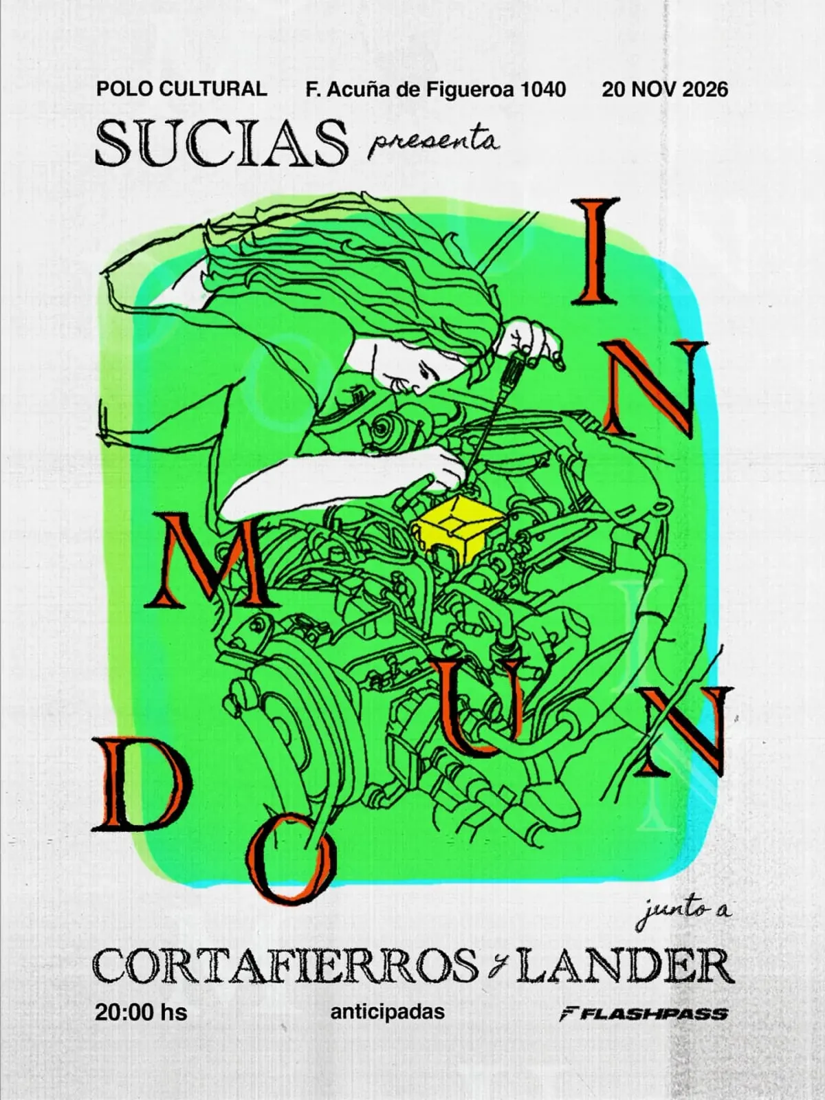 Afiche de Sucias presenta Inmundo, junto a Cortafierros y Lander