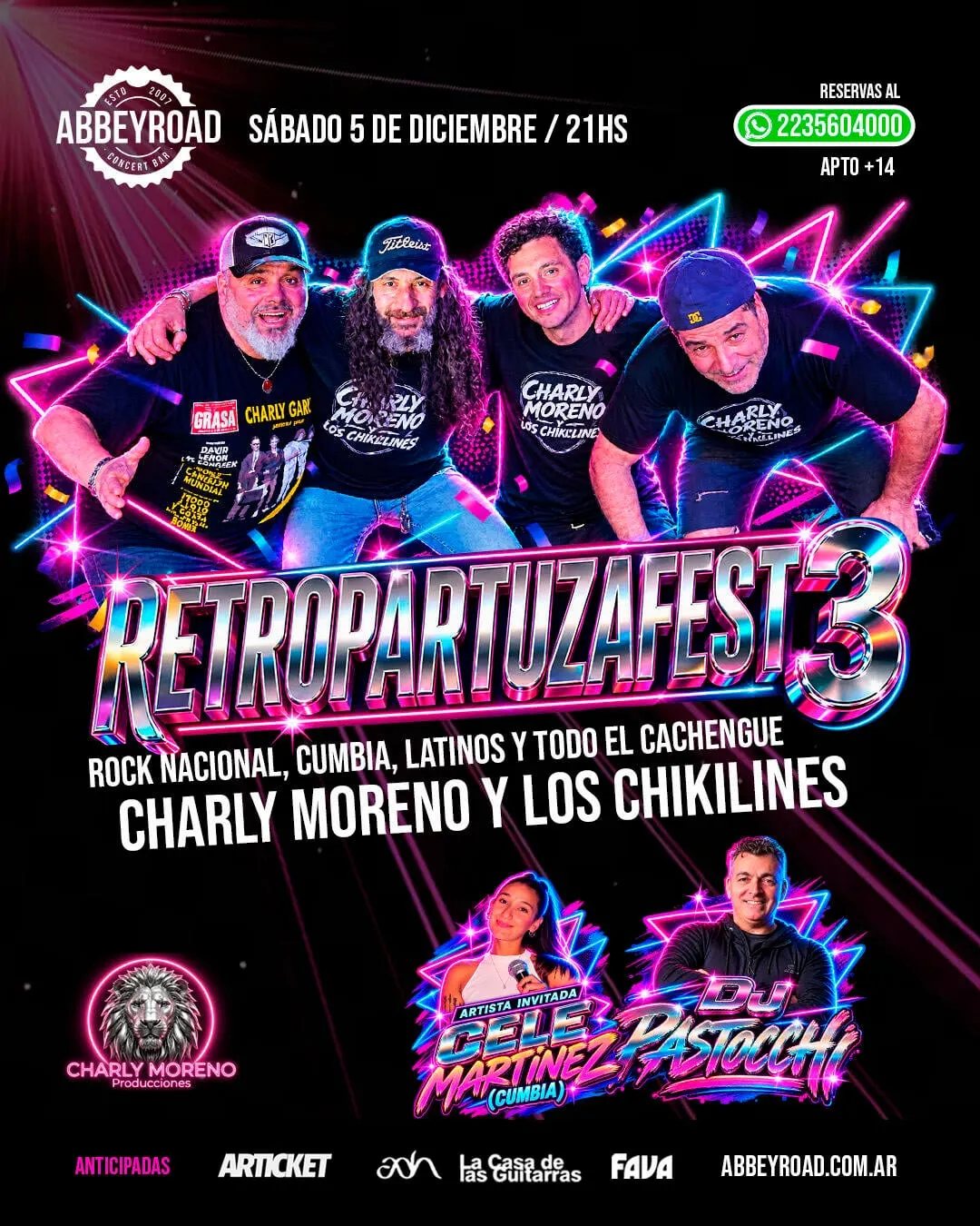 Retropartuzafest: Charly Moreno y Los Chikilines, Cele Martínez y DJ Pastocchi