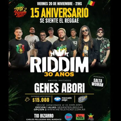 Afiche de Se siente el reggae: 15.º aniversario con Riddim y Genes Abori