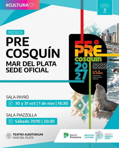Afiche de Pre Cosquín 2027: sede Mar del Plata