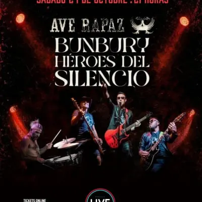 Afiche de Todo Héroes del Silencio y Bunbury por Ave Rapaz