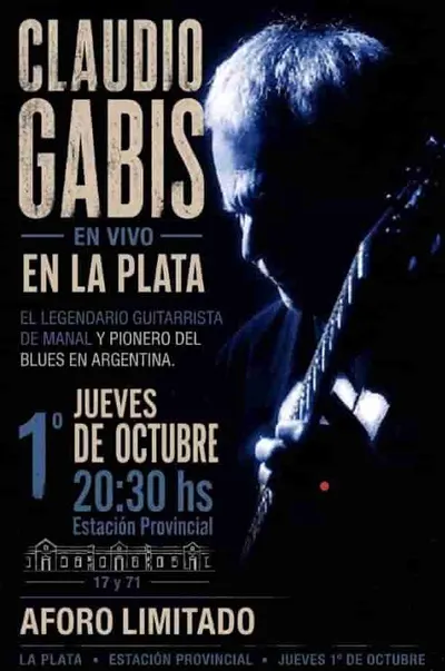 Afiche de Claudio Gabis en vivo en La Plata