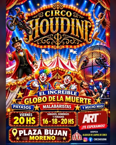 Afiche de Circo Houdini en Moreno