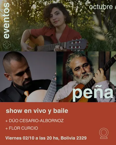 Afiche de Peña folklórica: Flor Curcio y dúo Cesario-Albornóz