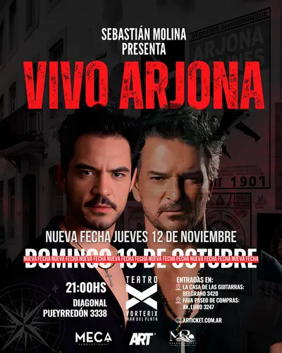 Afiche de Vivo Arjona, con Sebastián Molina