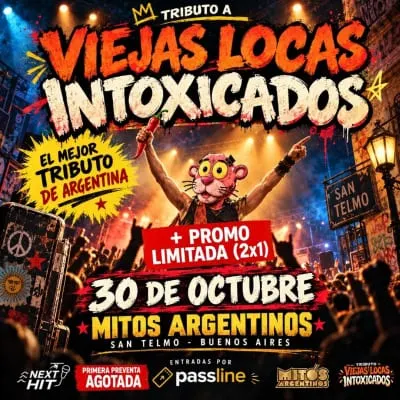 Afiche de Tributo a Viejas Locas & Intoxicados en San Telmo